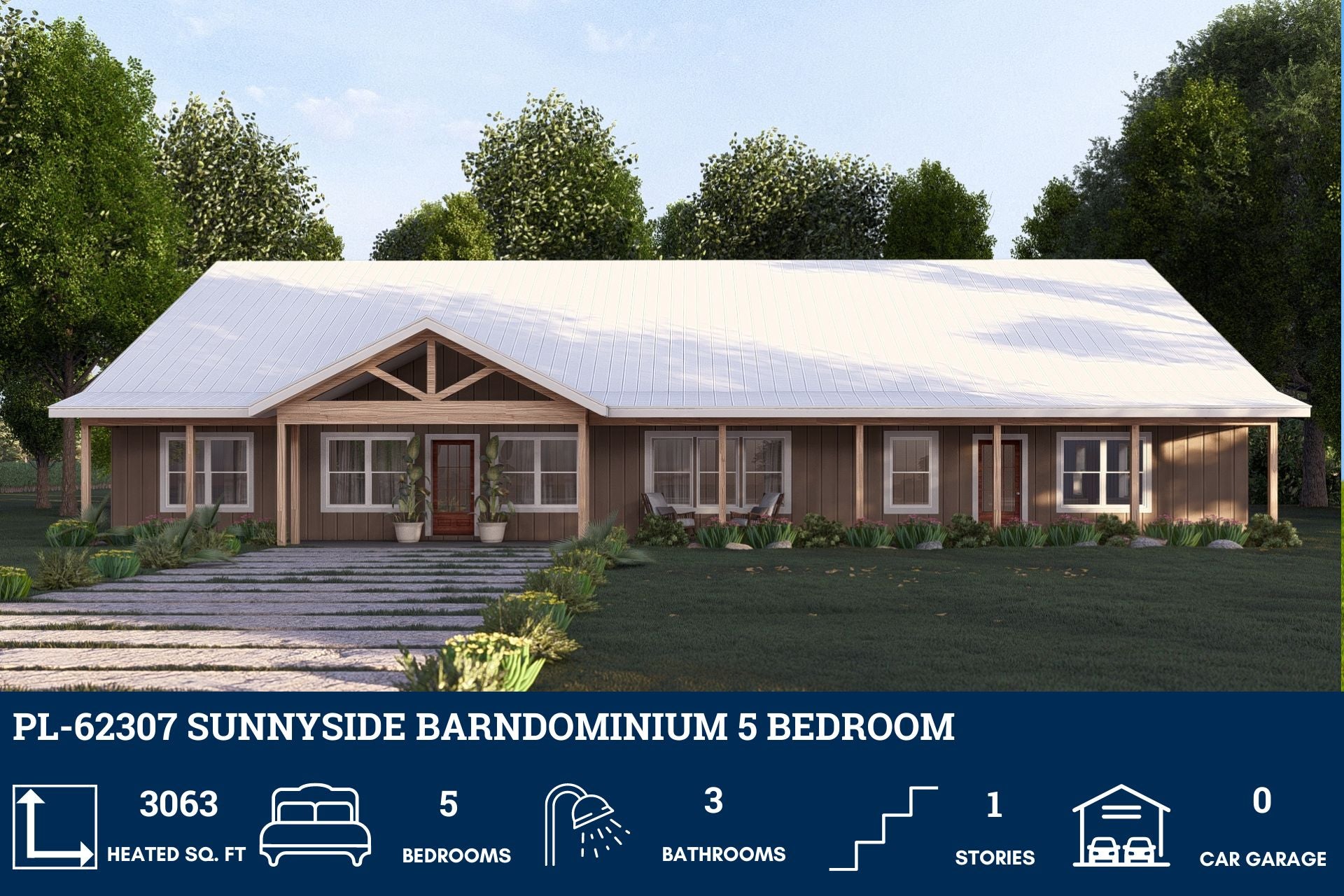 Barndominium House Plan - Sunnyside PL-62307 Design