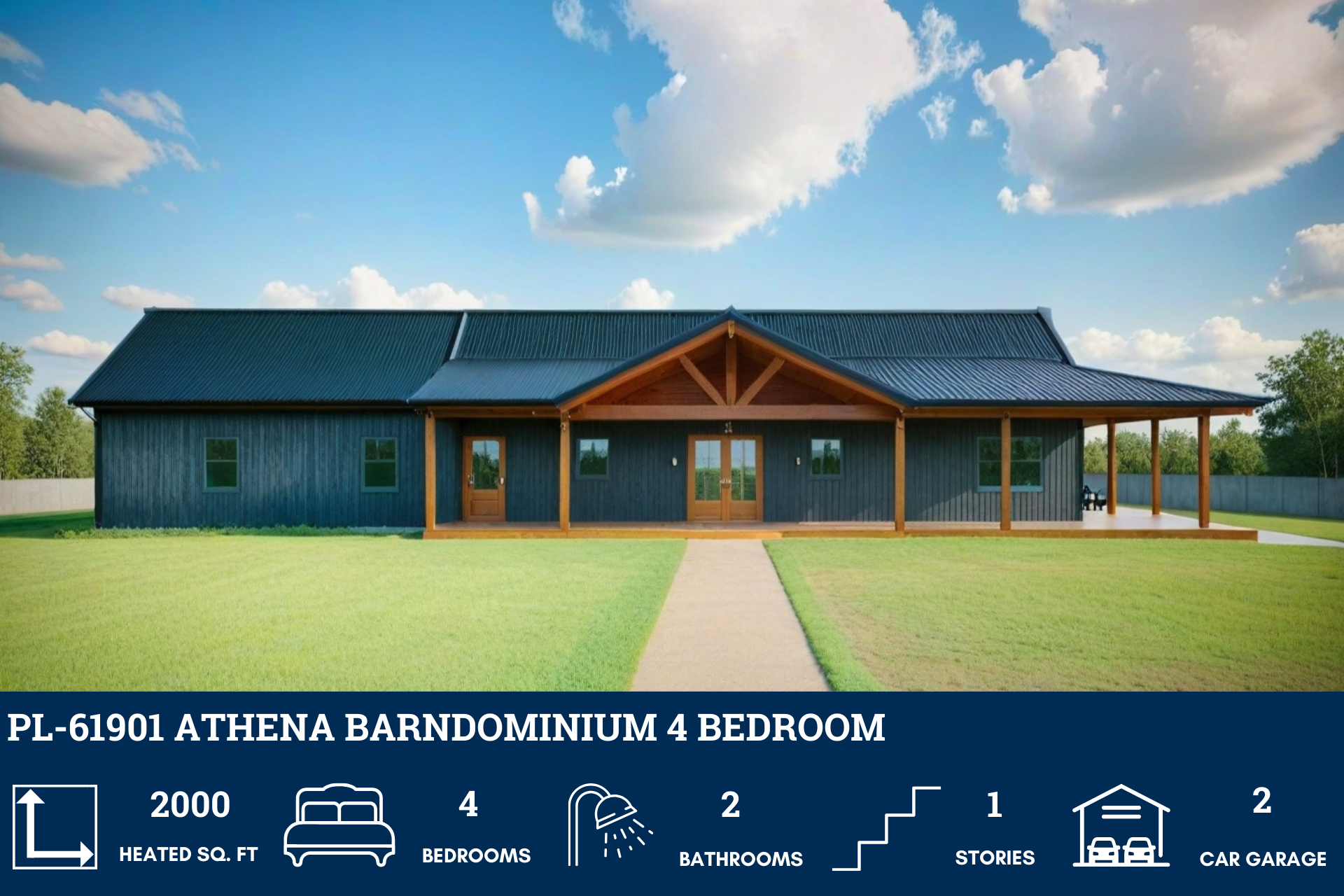 Athena Barndominium House Plan PL-61901