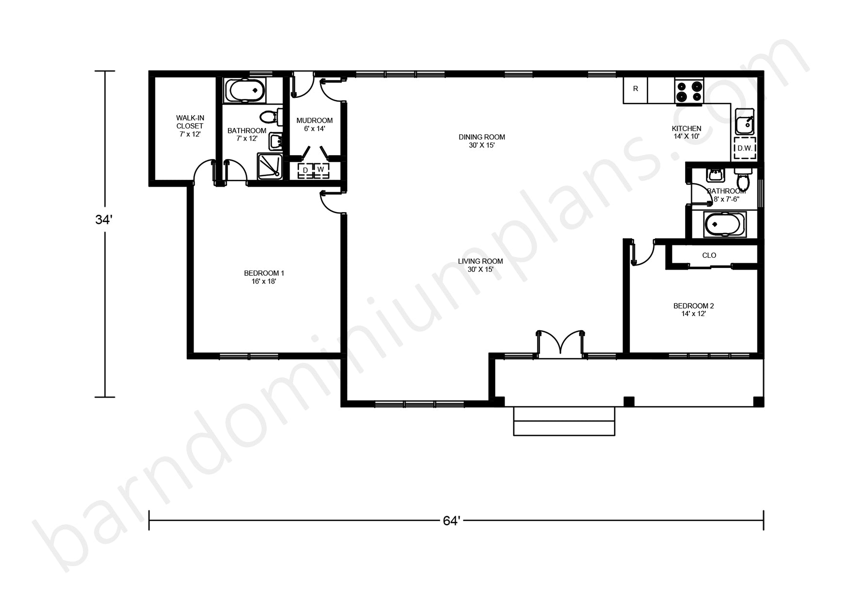 Barndominium House Plan - Spacious BCO-40040 Design