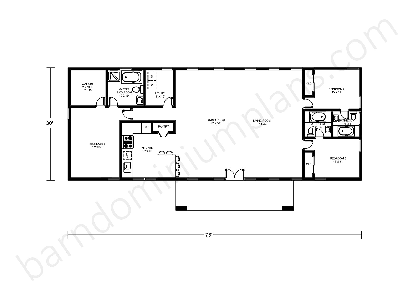 Barndominium House Plan BCO-40023 | Modern Barn-Style Home Design