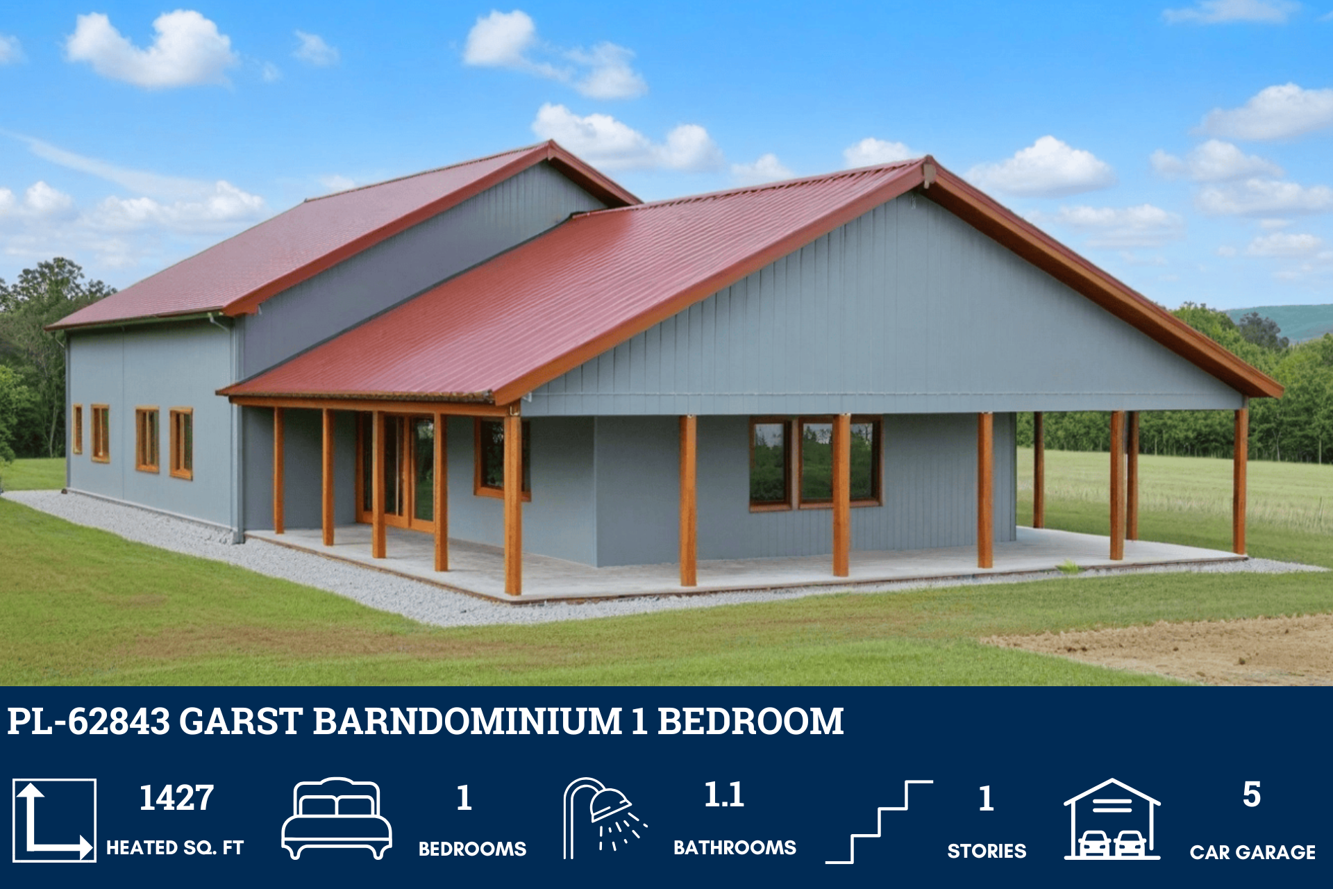 Garst Barndominium House Plan PL-62843 – Spacious Design