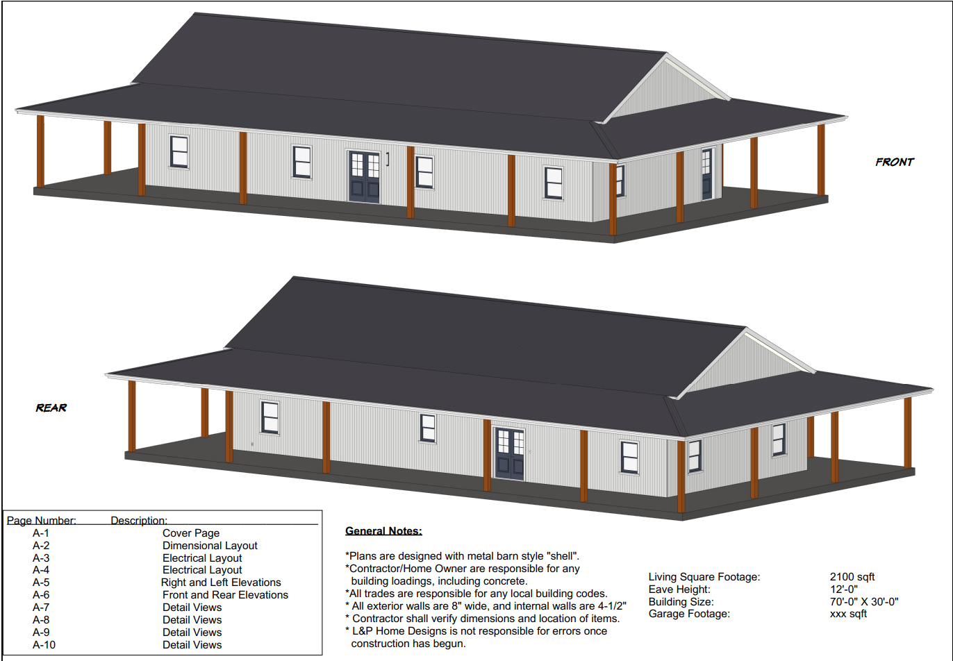 Heneger Barndominium House Plan LP-2801