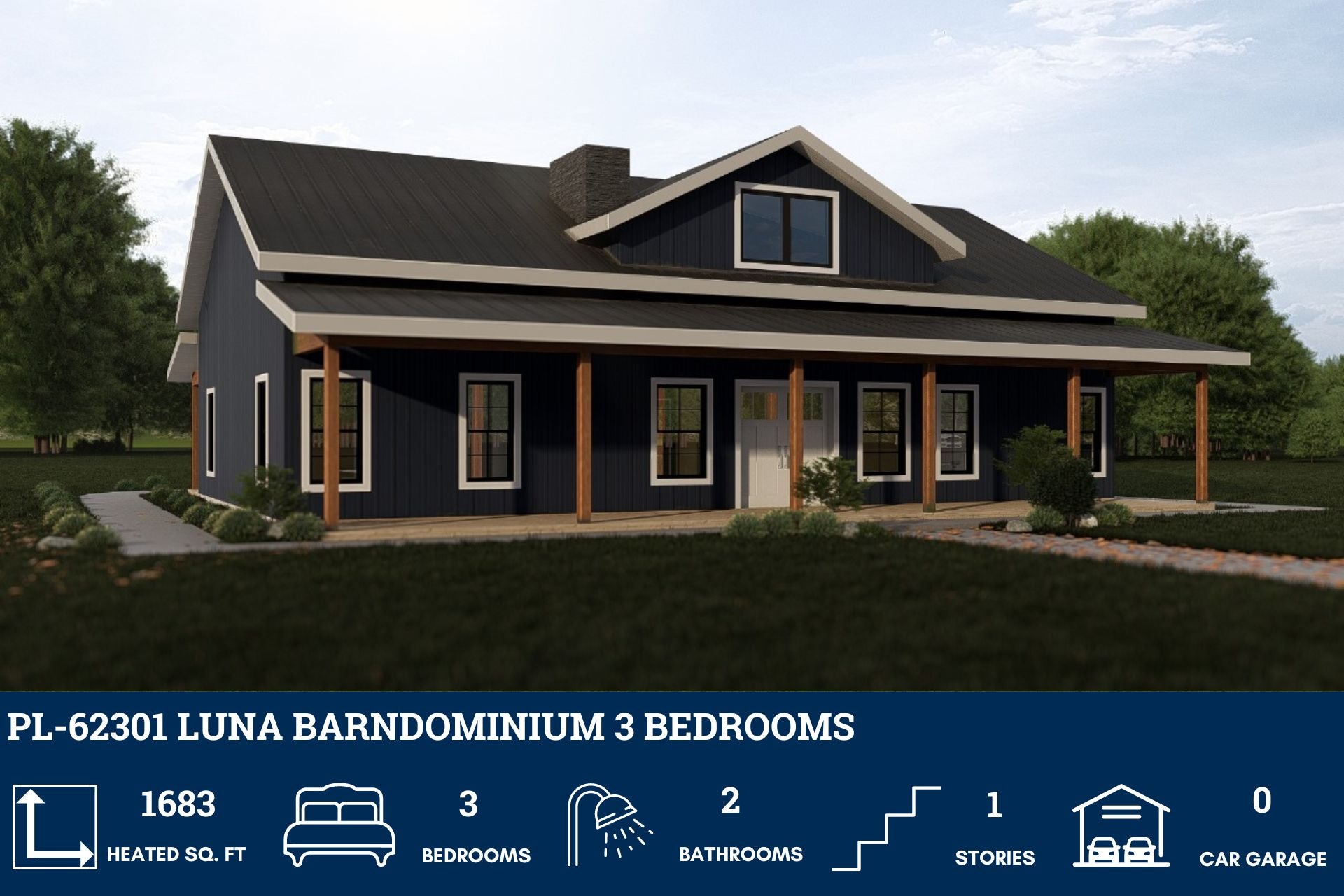 Luna Barndominium House Plan PL-62301