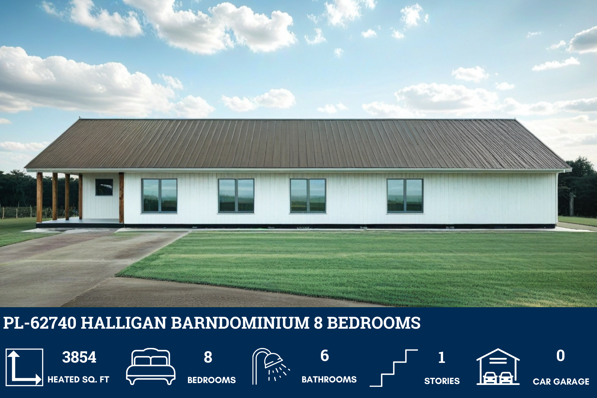 Barndominium House Plan PL-62740 by Halligan