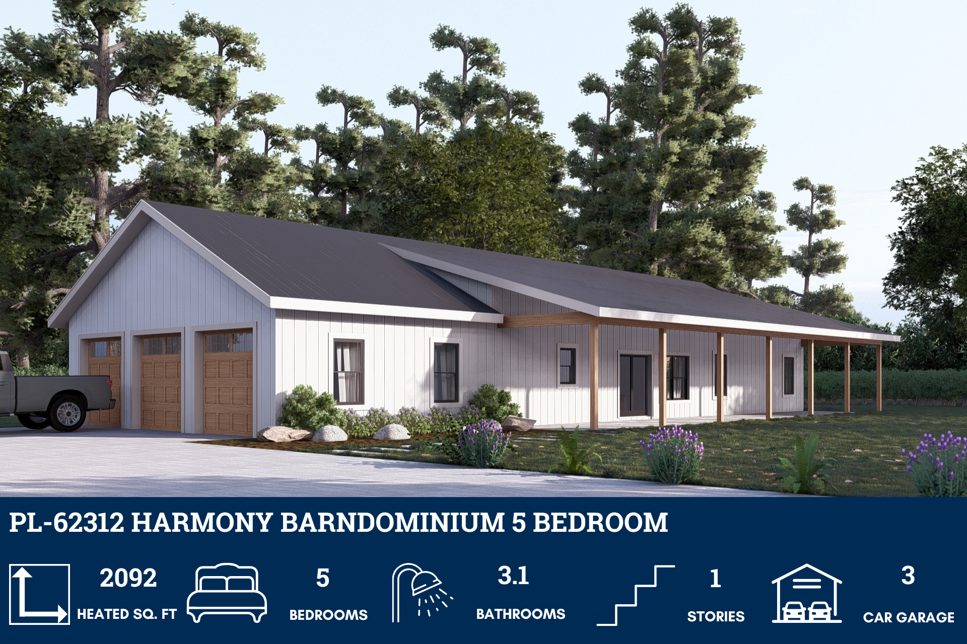 Barndominium House Plan PL-62312 by Harmony