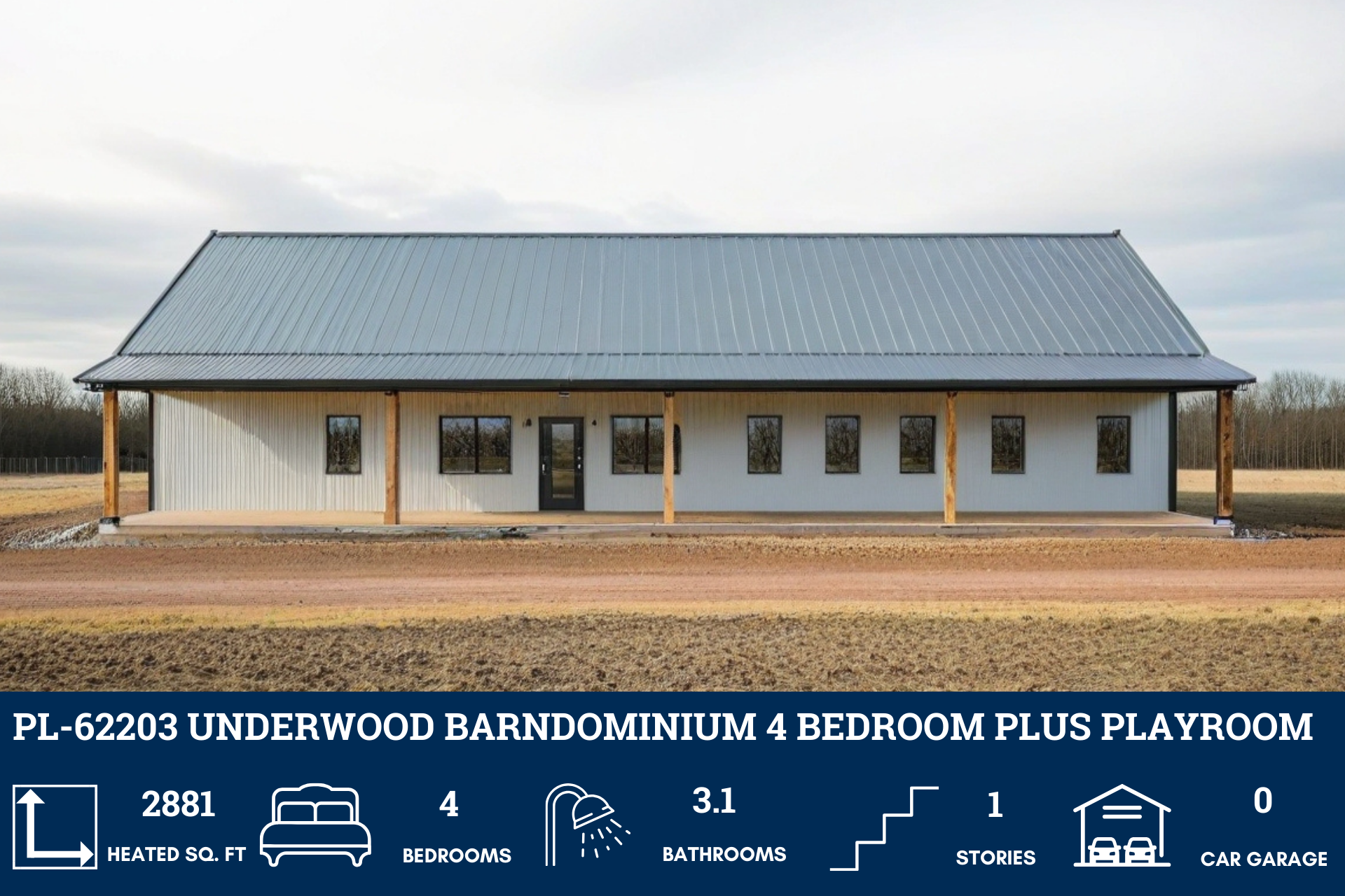 Barndominium House Plans by Underwood PL-62203