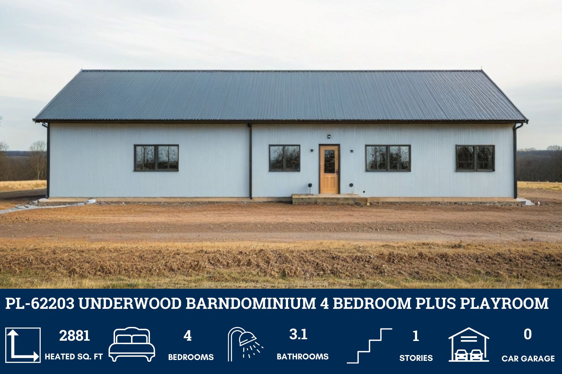 Barndominium House Plans by Underwood PL-62203