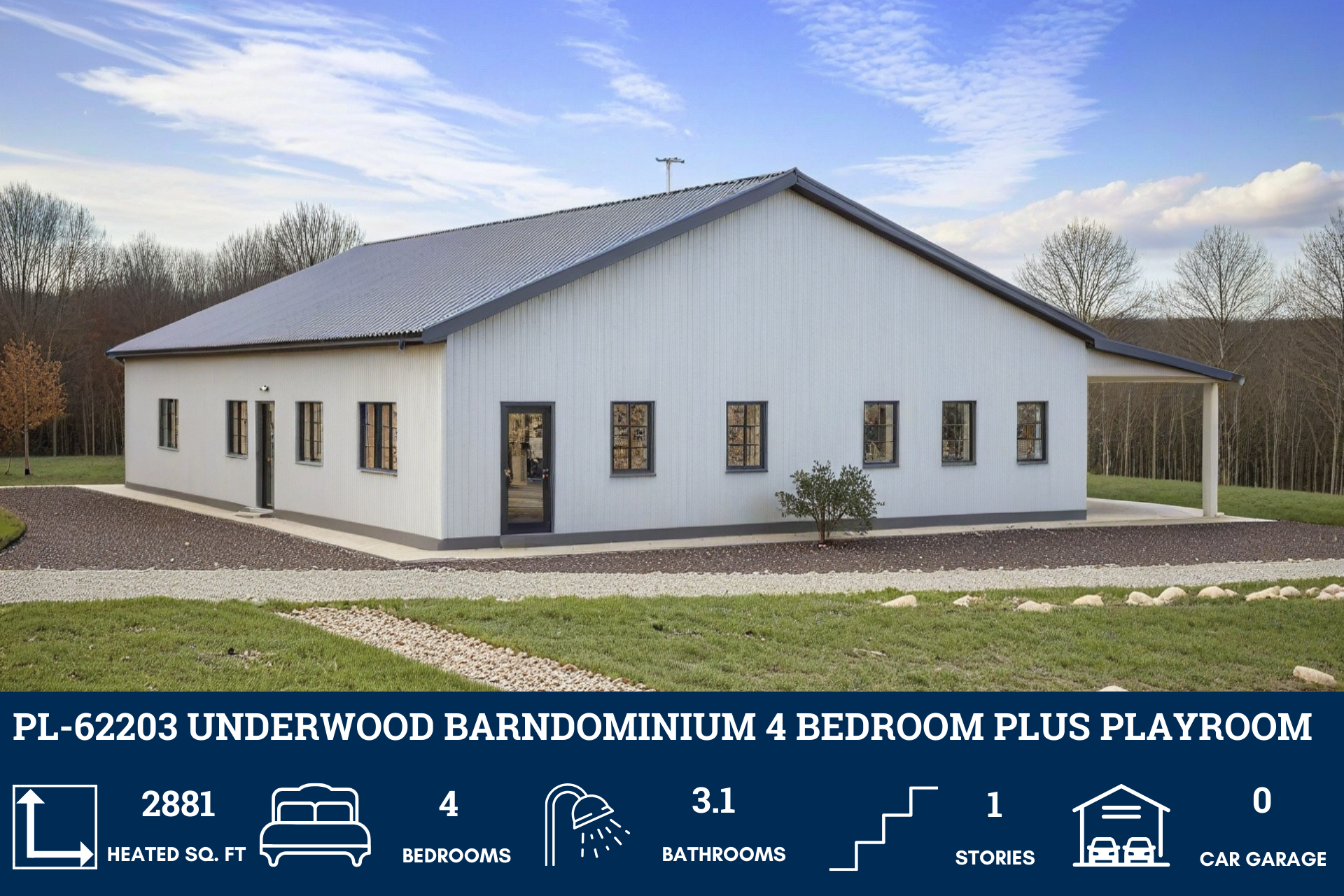 Barndominium House Plans by Underwood PL-62203