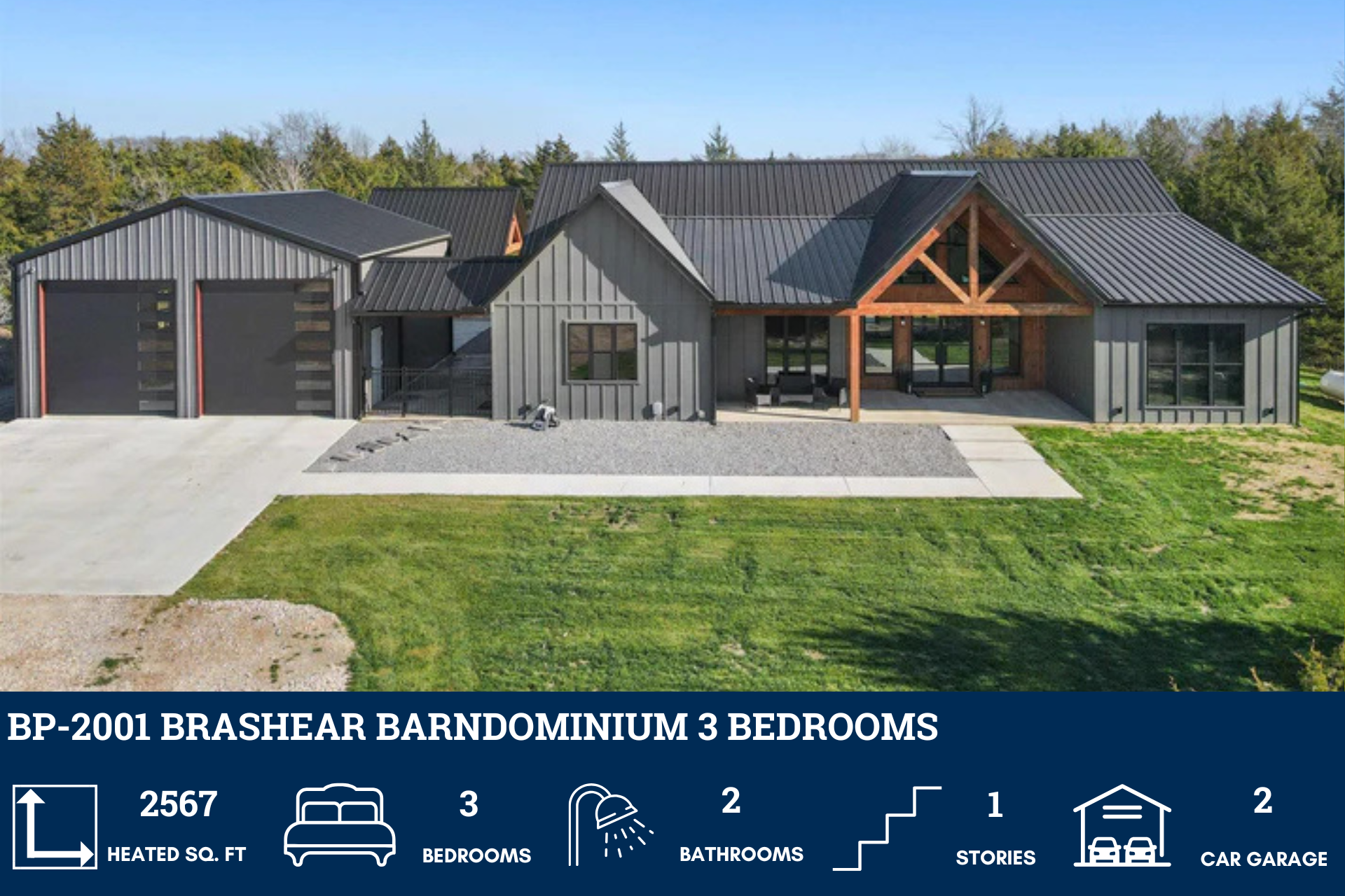Brashear Barndominium Blueprints - BP-2001 House Plans