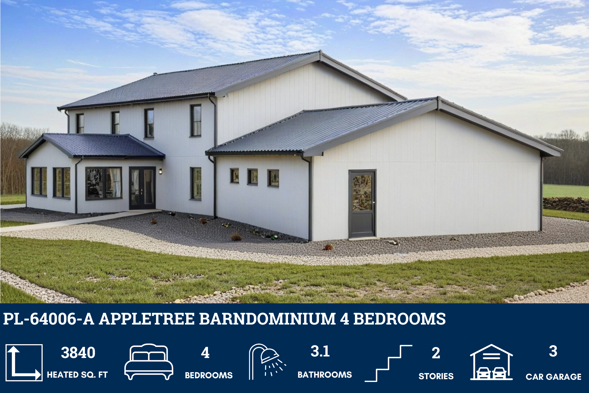 Barndominium House Plan by Appletree - PL-64006-A