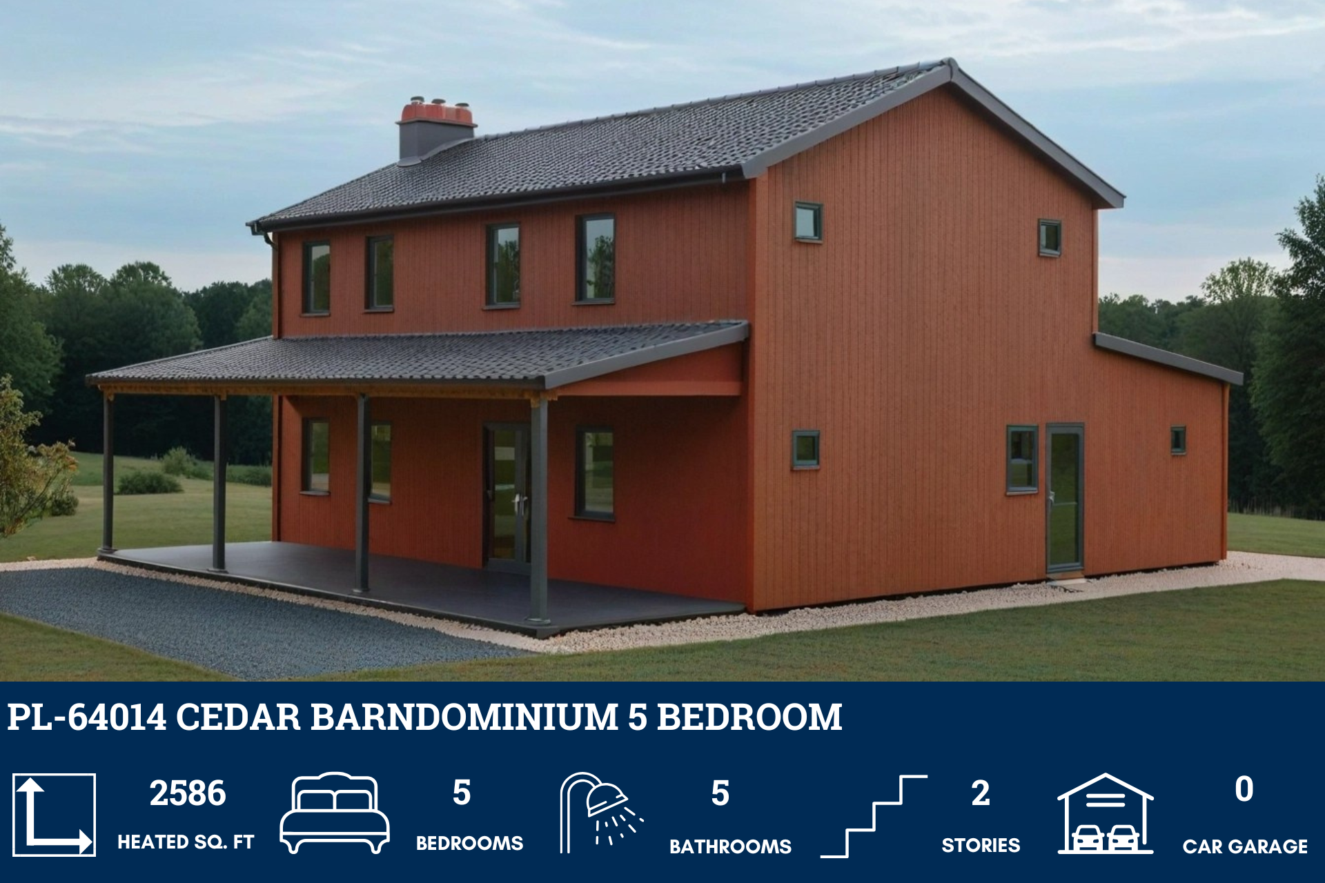 Cedar Barndominium House Plan PL-64014