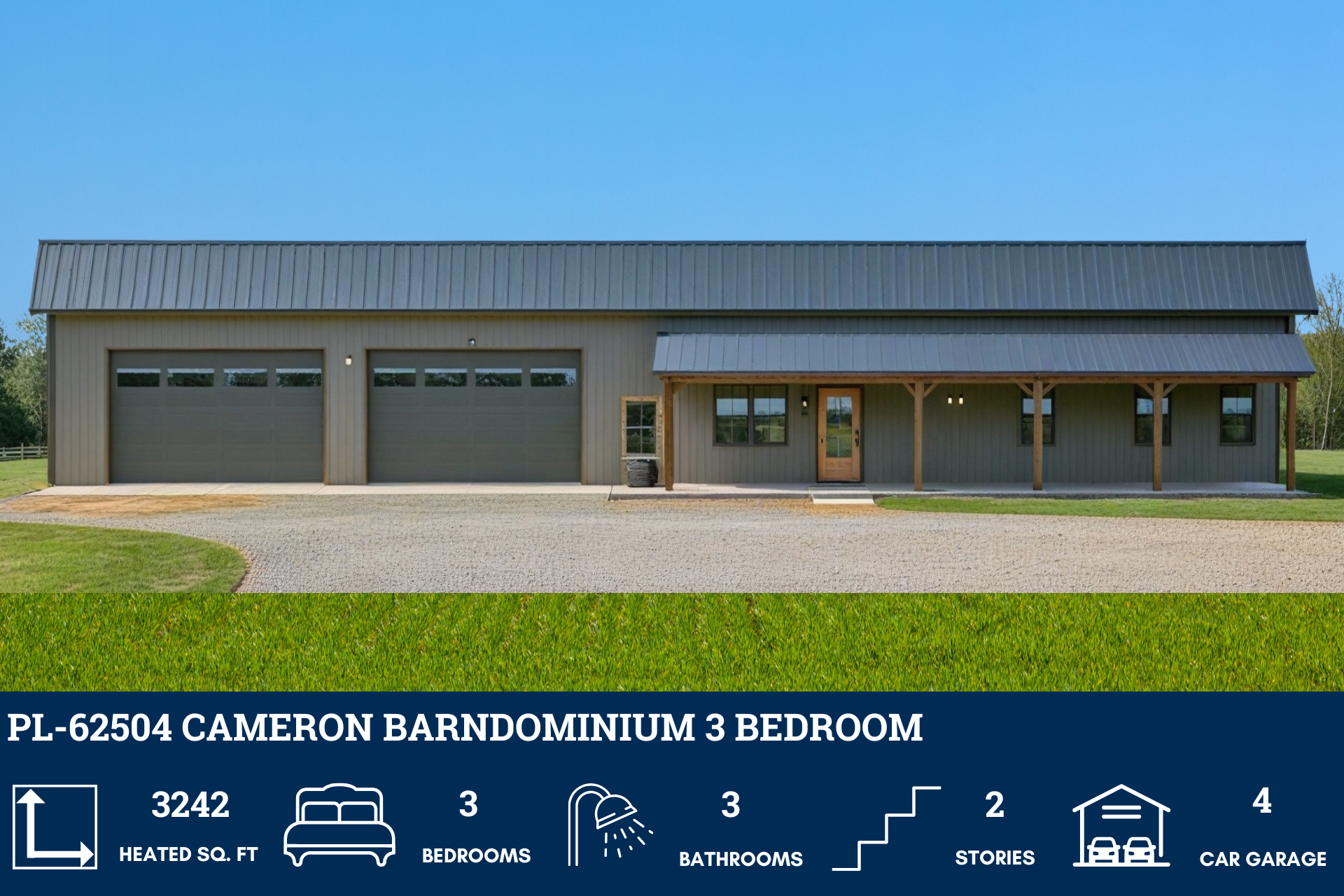 Barndominium House Plan by Cameron PL-62504