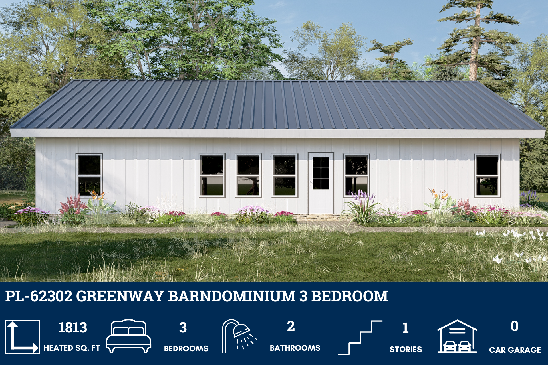Greenway Barndominium House Plan PL-62302