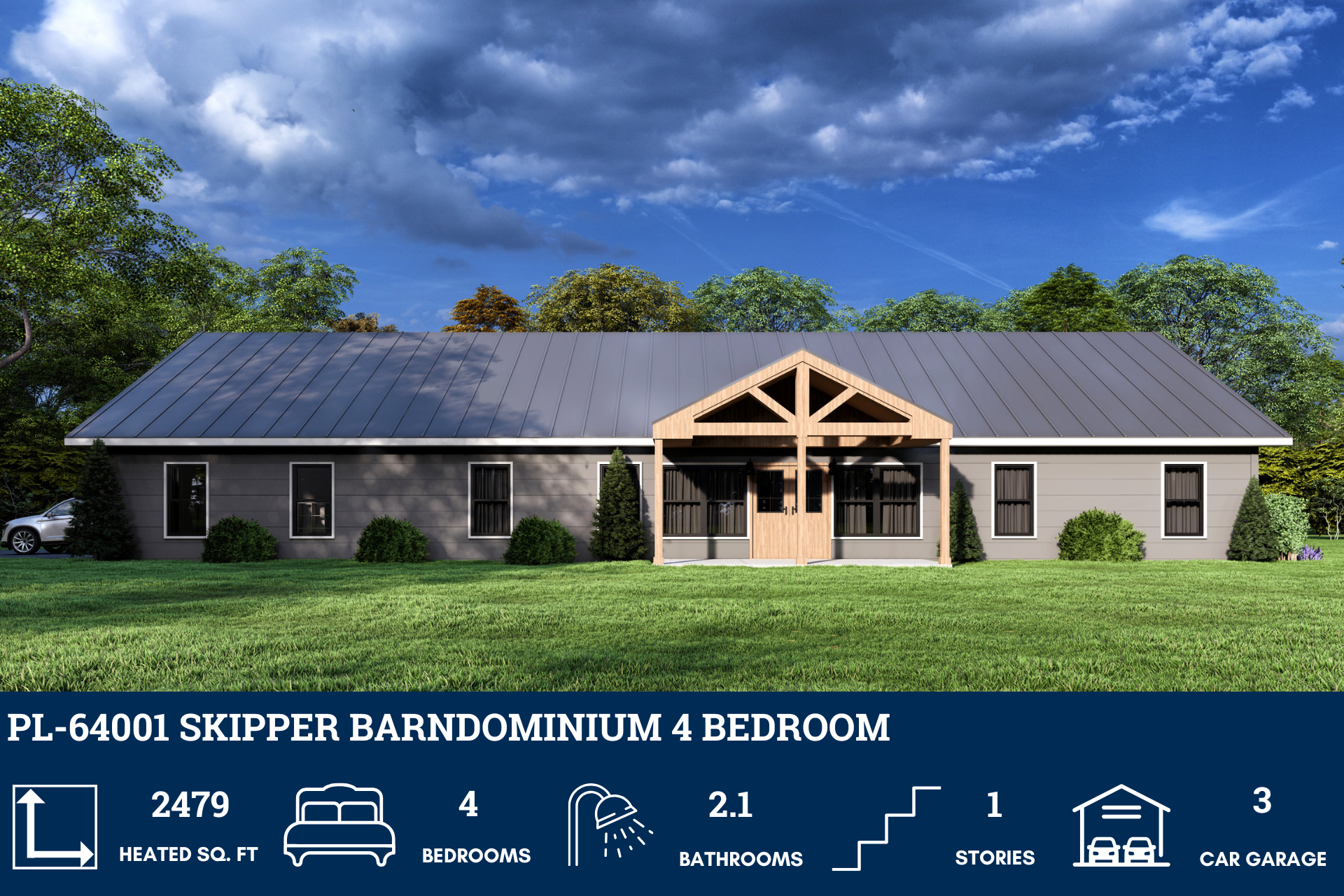 Barndominium House Plan - PL-64001 Skipper Design